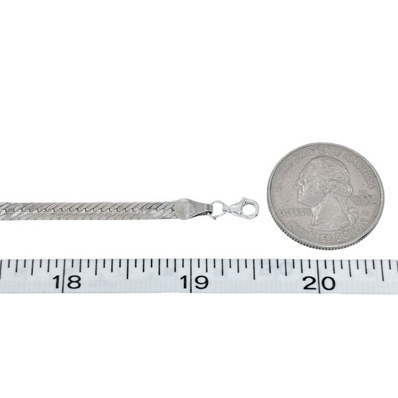 Vintage Italy HRT Sterling Silver 925 4.0mm Herringbone Chain Necklace 19.5" - Picture 2 of 3